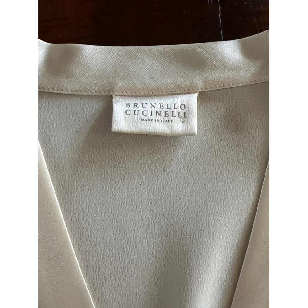 Brunello Cucinelli Ivory Silk Top - Size M - Picture 4 of 11